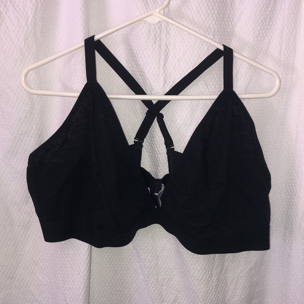 Old Navy Semi Sheer Lace Bralette in sizes XL Color Black (Blackjack) back clasp